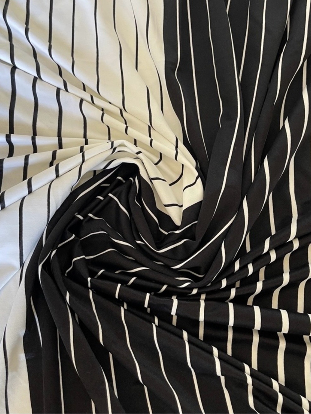Black and White Vertical Stripe Knit Stretchy Swimwear Fabric